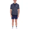 Polo Fila Giorgio en maille patchwork crochetée bleu marine
