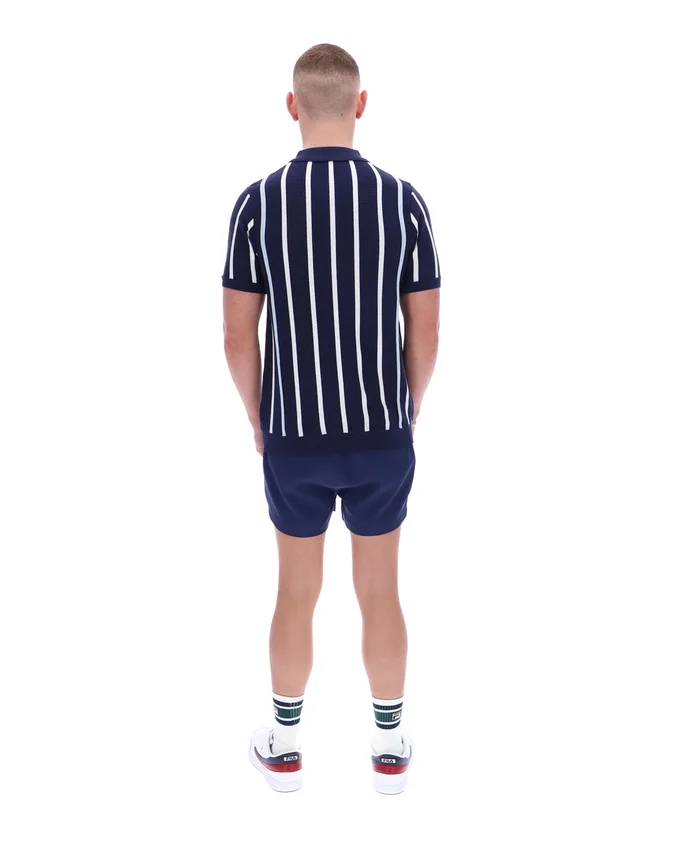 Polo Fila Giorgio en maille patchwork crochetée bleu marine
