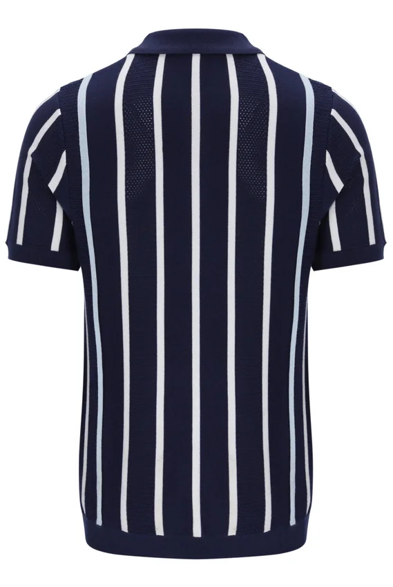 Polo Fila Giorgio en maille patchwork crochetée bleu marine