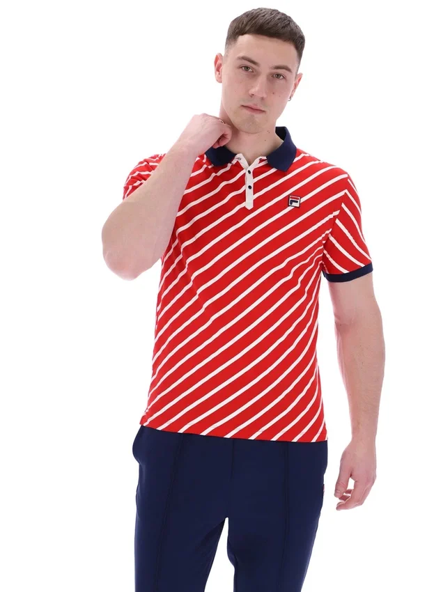 Polo Fila Jaye à rayures diagonales rouge