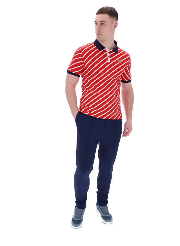 Polo Fila Jaye à rayures diagonales rouge