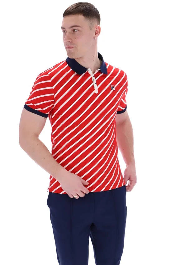Polo Fila Jaye à rayures diagonales rouge