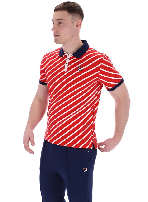 Polo Fila Jaye à rayures diagonales rouge