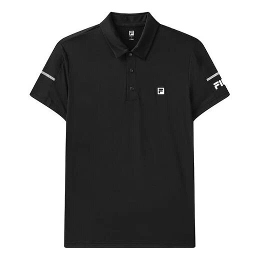 Polo à manches courtes ample avec motif logo, noir
