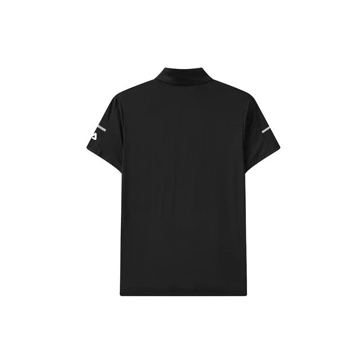 Polo à manches courtes ample avec motif logo, noir