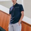 Polo à manches courtes avec logo colorblock rouge, bleu