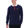 Polo à manches longues Fila Nowell en maille gaufrée bleu marine