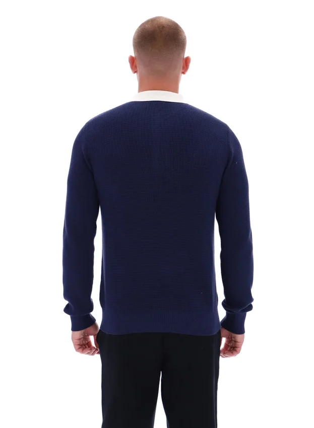 Polo à manches longues Fila Nowell en maille gaufrée bleu marine
