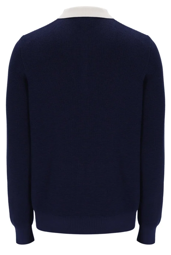 Polo à manches longues Fila Nowell en maille gaufrée bleu marine