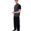 Polo noir Castello en maille jacquard avec fermeture à glissière