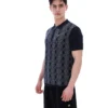 Polo noir Castello en maille jacquard avec fermeture à glissière