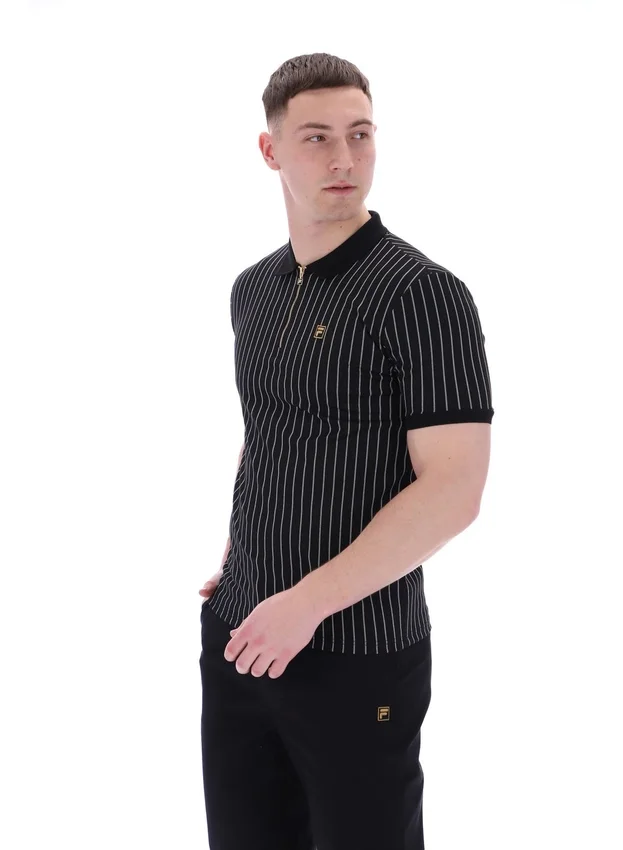 Polo noir Patton à rayures jacquard