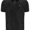 Polo noir Patton à rayures jacquard