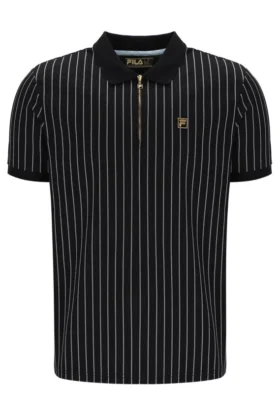 Polo noir Patton à rayures jacquard
