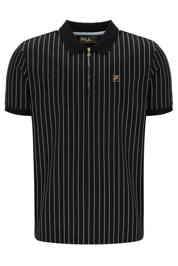Polo noir Patton à rayures jacquard