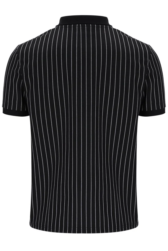 Polo noir Patton à rayures jacquard