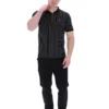 Polo noir Patton à rayures jacquard