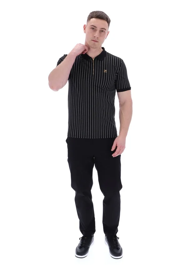 Polo noir Patton à rayures jacquard