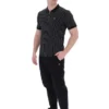 Polo noir Patton à rayures jacquard