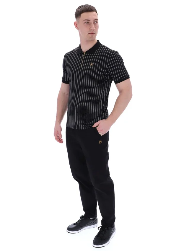 Polo noir Patton à rayures jacquard