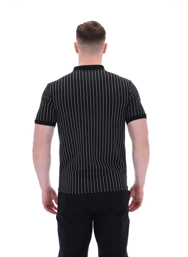Polo noir Patton à rayures jacquard