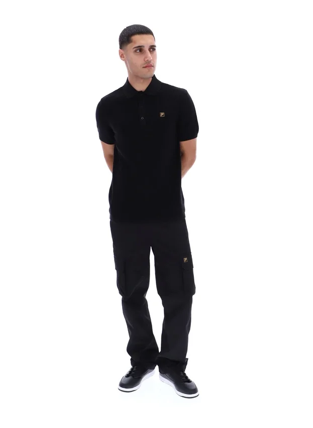 Polo noir Sander en maille texturée