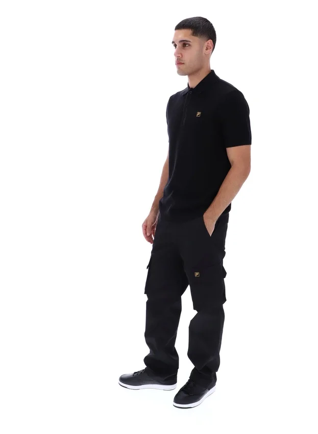 Polo noir Sander en maille texturée