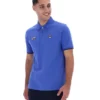Polo Pablo bleu éclatant à trois boutons et bordures côtelées