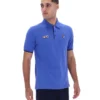 Polo Pablo bleu éclatant à trois boutons et bordures côtelées