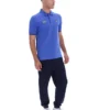 Polo Pablo bleu éclatant à trois boutons et bordures côtelées