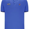Polo Pablo bleu éclatant à trois boutons et bordures côtelées