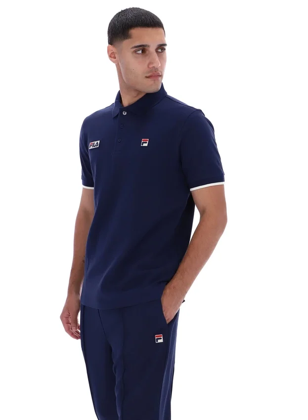 Polo Pablo à trois boutons et bordures côtelées Fila Navy