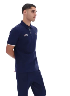 Polo Pablo à trois boutons et bordures côtelées Fila Navy