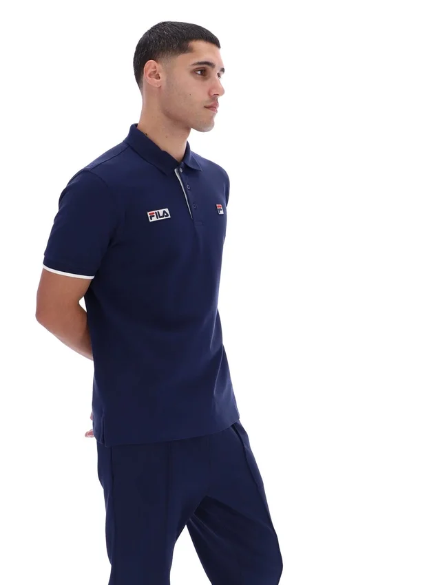 Polo Pablo à trois boutons et bordures côtelées Fila Navy
