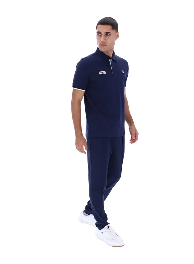 Polo Pablo à trois boutons et bordures côtelées Fila Navy
