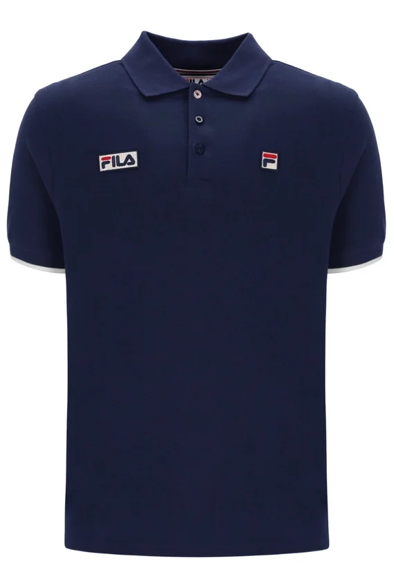 Polo Pablo à trois boutons et bordures côtelées Fila Navy