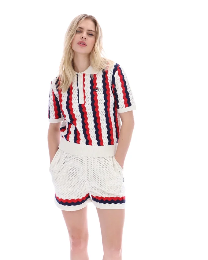 Polo Porto en maille à rayures au crochet
