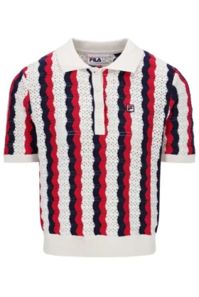 Polo Porto en maille à rayures au crochet