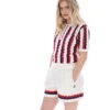 Polo Porto en maille à rayures au crochet