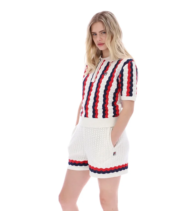 Polo Porto en maille à rayures au crochet
