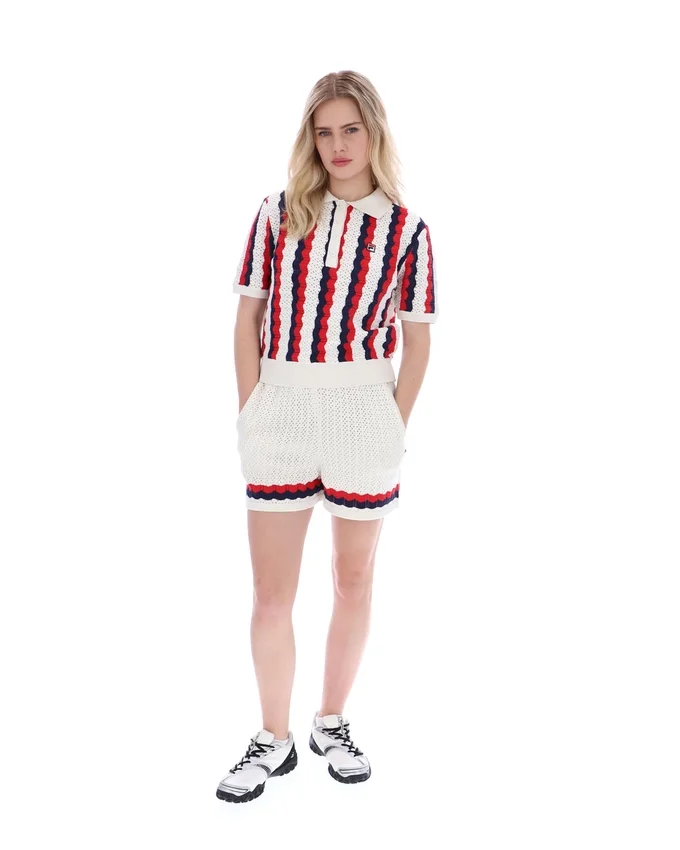 Polo Porto en maille à rayures au crochet