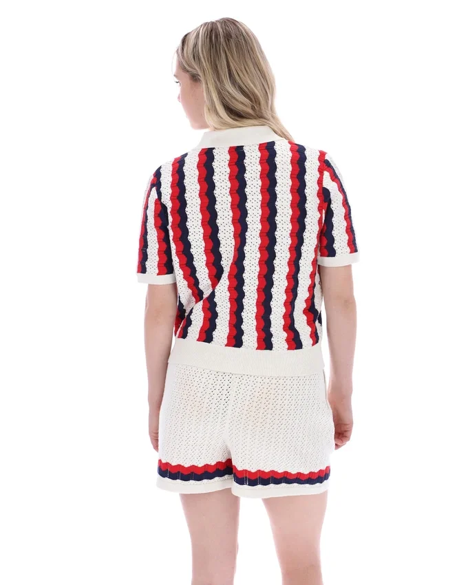 Polo Porto en maille à rayures au crochet