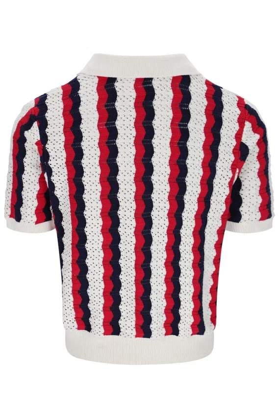Polo Porto en maille à rayures au crochet