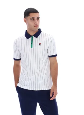Polo rayé vintage classique BB1 blanc