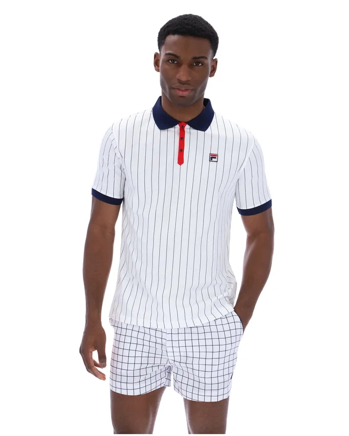 Polo rayé vintage classique BB1 blanc