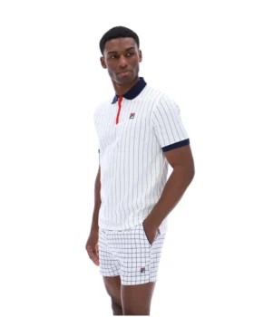 Polo rayé vintage classique BB1 blanc