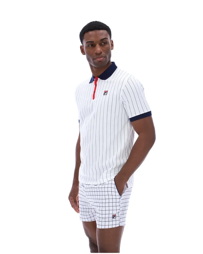 Polo rayé vintage classique BB1 blanc