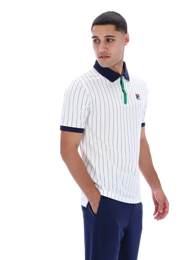 Polo rayé vintage classique BB1 blanc