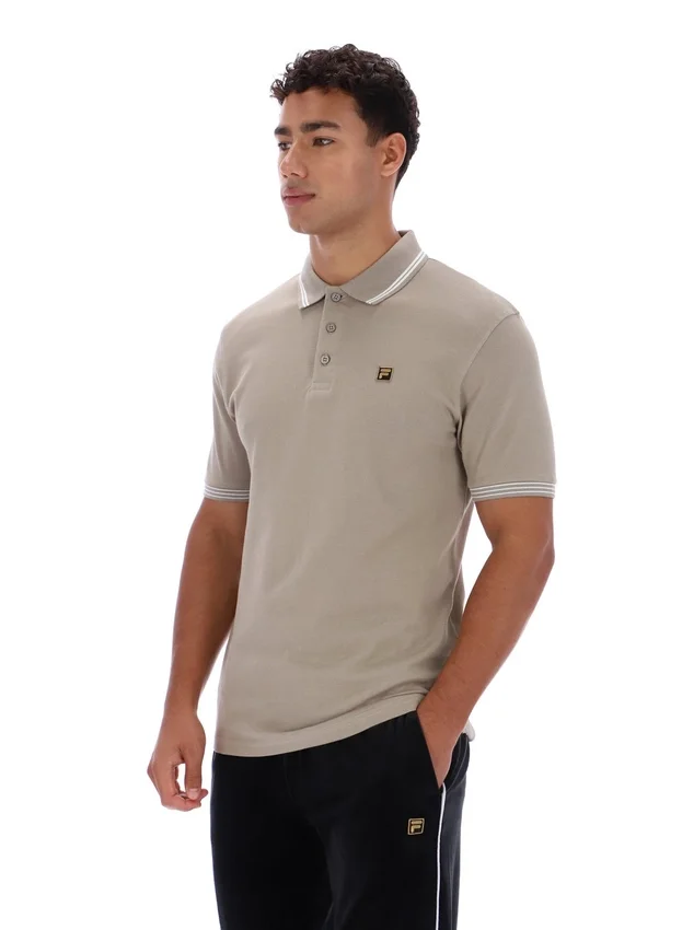Polo Soren 2 vintage kaki avec bordures contrastées