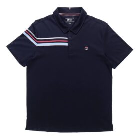 Polo sport-décontracté à manches courtes pour homme, bleu, à rayures contrastées